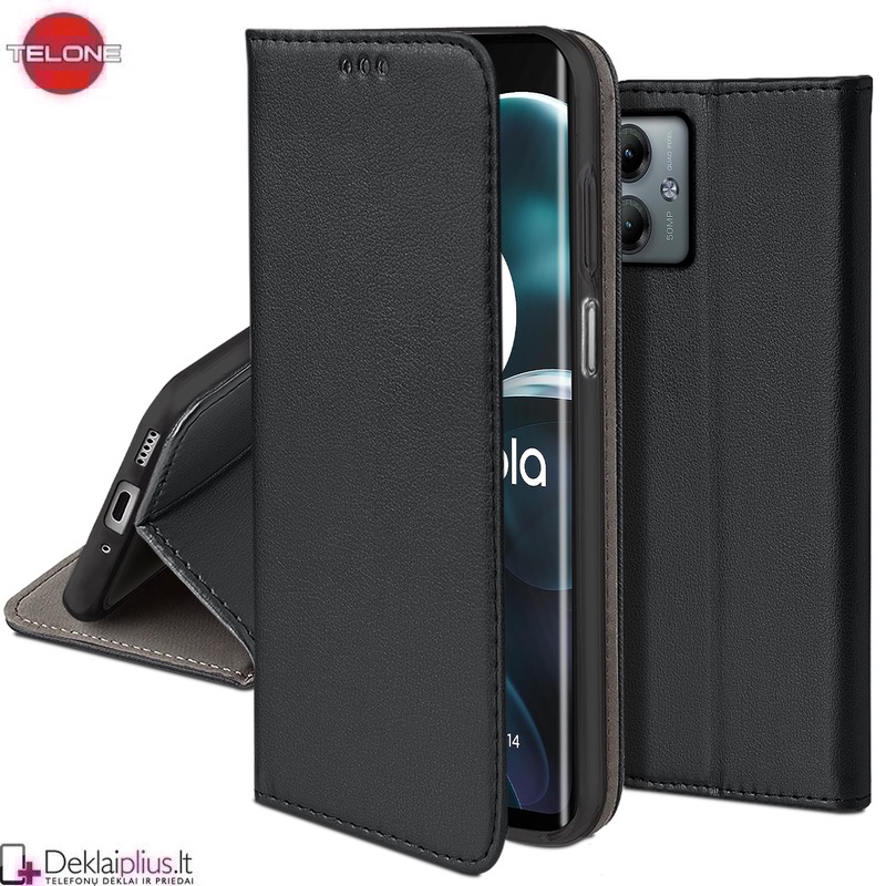 Telone dirbtinos odos dėklas - juodas (Motorola Moto G14) Telone dirbtinos odos dėklas - juodas (Motorola Moto G14)